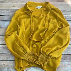 Molly Bracken Mustard Yellow Sheer Top